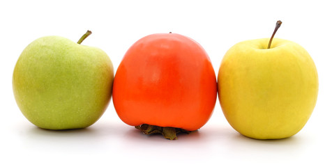Two apples and persimmon.