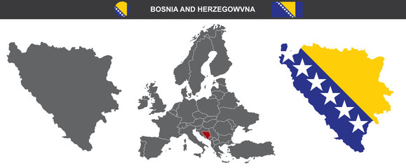 vector map set of Bosnia and Herzegovina isolated on white background