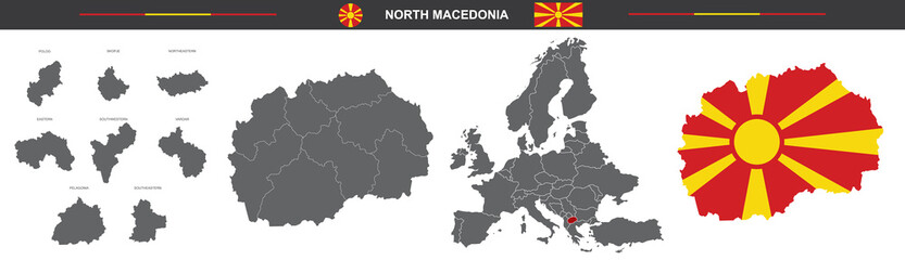vector map set of North Macedonia isolated on white background Kategorie Grafische Elemente