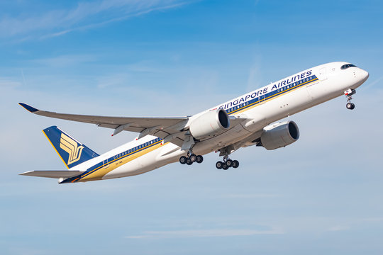 Singapore Airlines Airbus A350 airplane at Munich airport