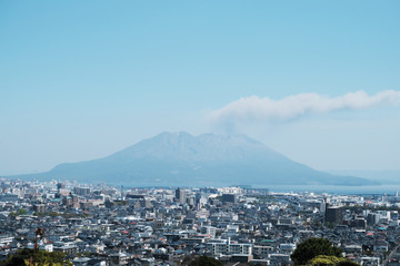 鹿児島のシンボル桜島と噴煙