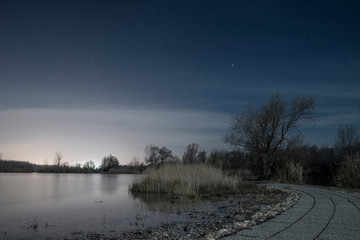 Night Lake Landscape / Twilight By The Water