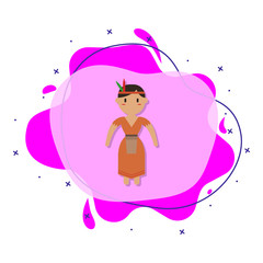 Native american, woman cartoon liquid bacdge icon. Simple color vector of people around the world icons for ui and ux, website or mobile application