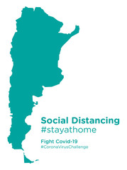 Argentina map with Social Distancing #stayathome tag.eps