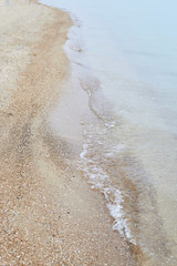 Sea and sand. winter coastline. Sea of Azov