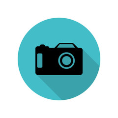 Camera long shadow icon. Simple glyph, flat vector of web icons for ui and ux, website or mobile application