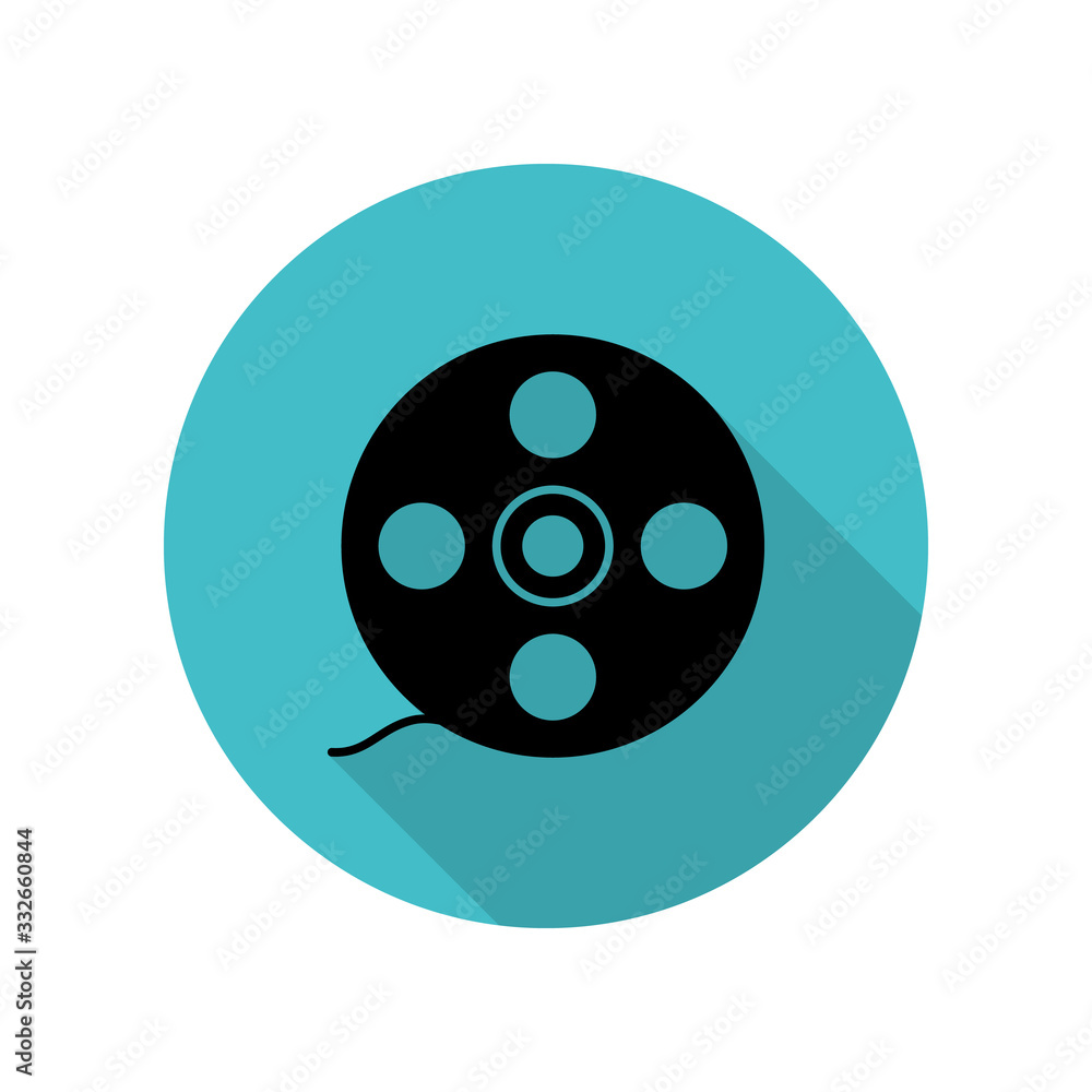 Poster film long shadow icon. simple glyph, flat vector of web icons for ui and ux, website or mobile appli