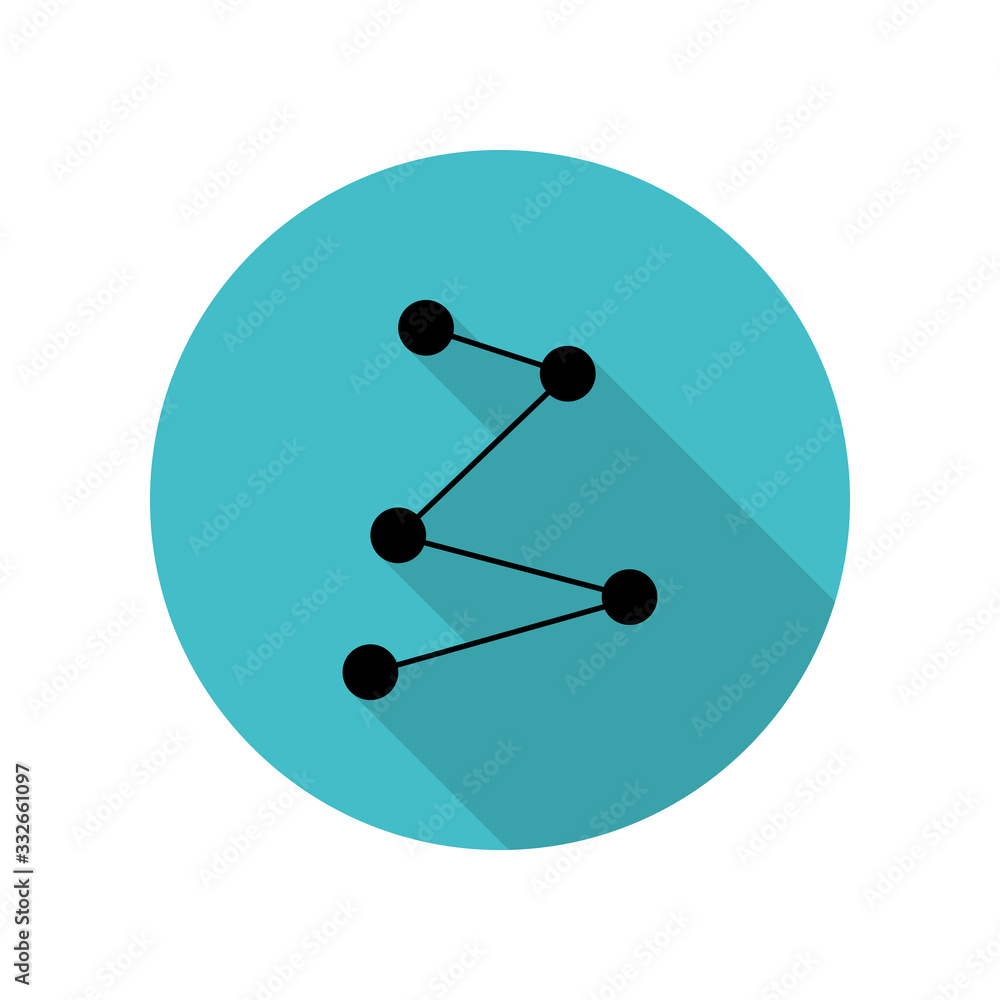Poster connected points long shadow icon. simple glyph, flat vector of web icons for ui and ux, website or 