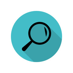 Magnifier long shadow icon. Simple glyph, flat vector of web icons for ui and ux, website or mobile application