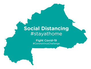 Burkina Faso map with Social Distancing #stayathome tag.eps