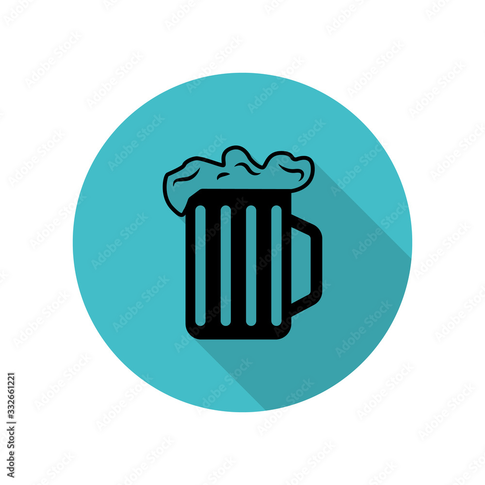 Aufkleber beer mug with foam long shadow icon. simple glyph, flat vector of web icons for ui and ux, website o