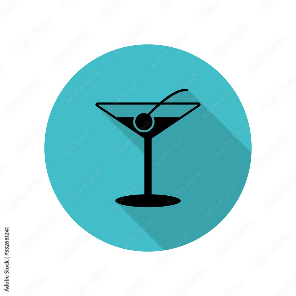 Aufkleber cocktail with martini long shadow icon. simple glyph, flat vector of web icons for ui and ux, websit