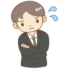 男性　スーツ　困る　考える　疑問
