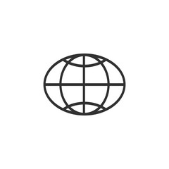 The globe icon. Oval Globe symbol. Flat Vector illustration