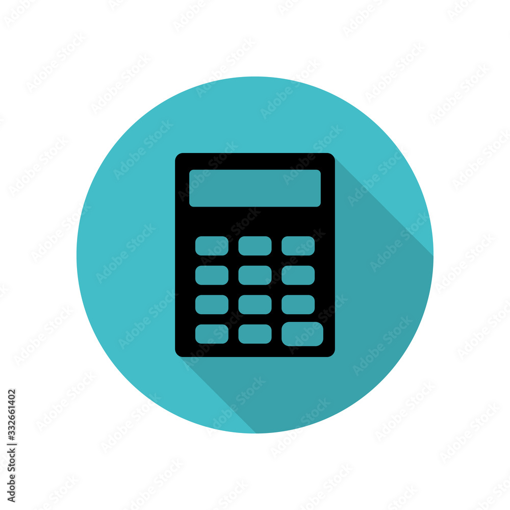 Poster calculator long shadow icon. simple glyph, flat vector of web icons for ui and ux, website or mobile