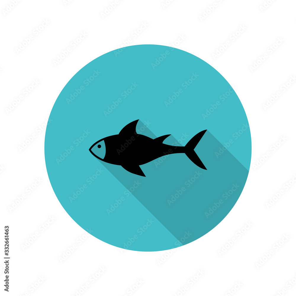 Poster a fish long shadow icon. simple glyph, flat vector of web icons for ui and ux, website or mobile app