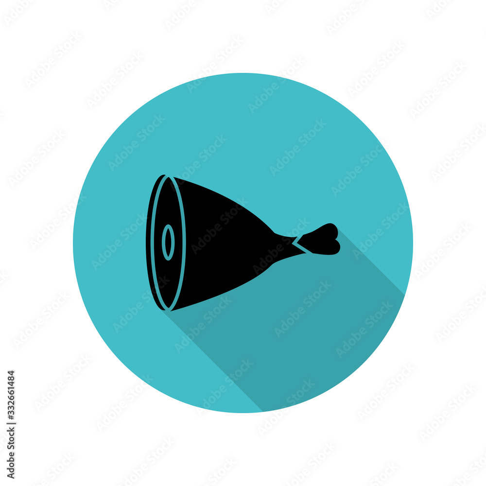 Poster ham long shadow icon. simple glyph, flat vector of web icons for ui and ux, website or mobile applic