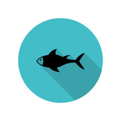 Fototapeta premium A fish long shadow icon. Simple glyph, flat vector of web icons for ui and ux, website or mobile application