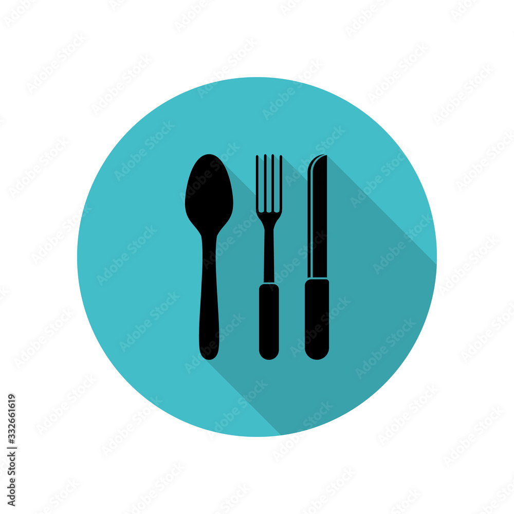 Poster cutlery long shadow icon. simple glyph, flat vector of web icons for ui and ux, website or mobile ap
