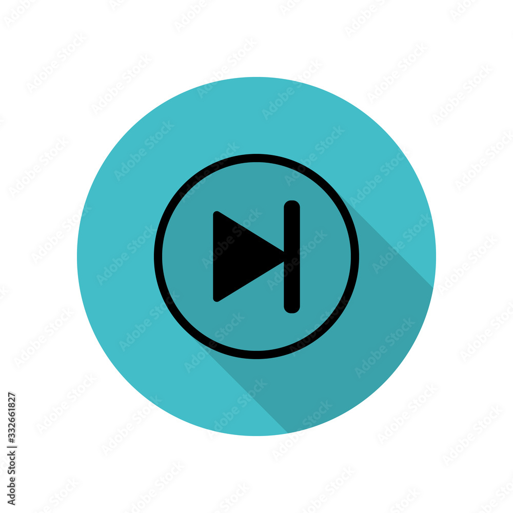 Poster pause sign long shadow icon. simple glyph, flat vector of web icons for ui and ux, website or mobile