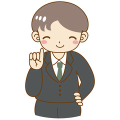 スーツ　男の子　指を差す　笑顔　かわいい