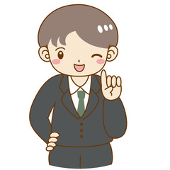 スーツ　男の子　指を差す　笑顔　かわいい