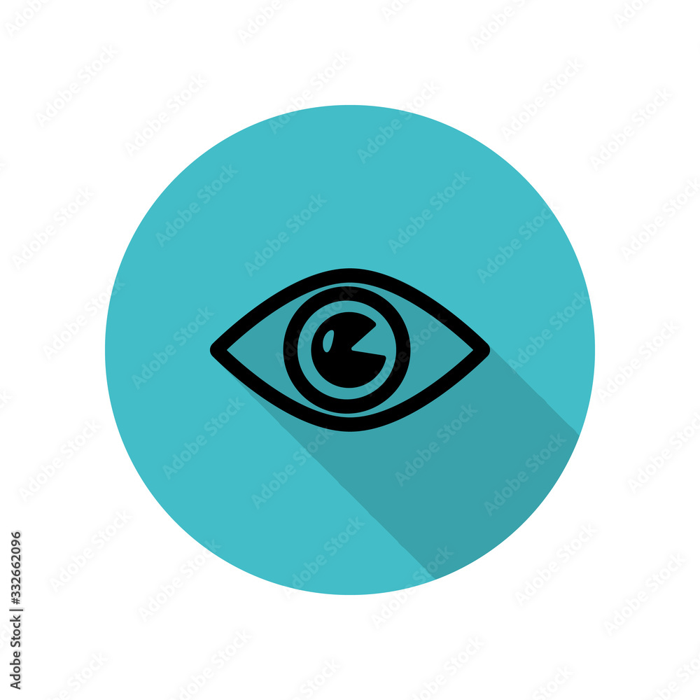 Poster eye long shadow icon. simple glyph, flat vector of web icons for ui and ux, website or mobile applic