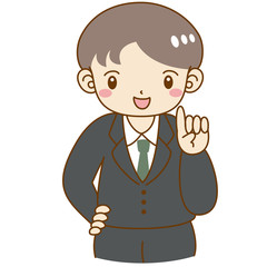 スーツ　男の子　指を差す　笑顔　かわいい