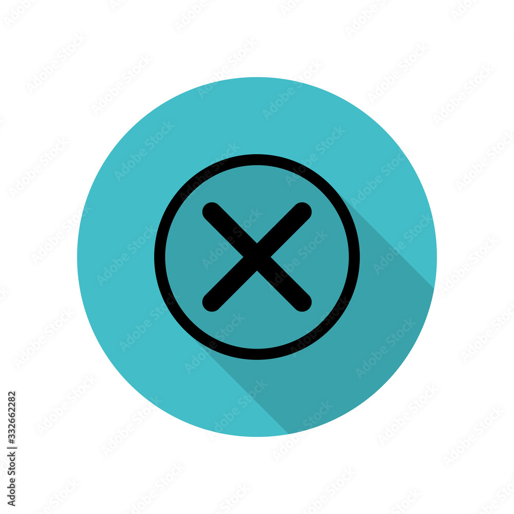 Poster multiplication symbol long shadow icon. simple glyph, flat vector of web icons for ui and ux, websit