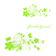 abstract floral background with flowers and butterflies