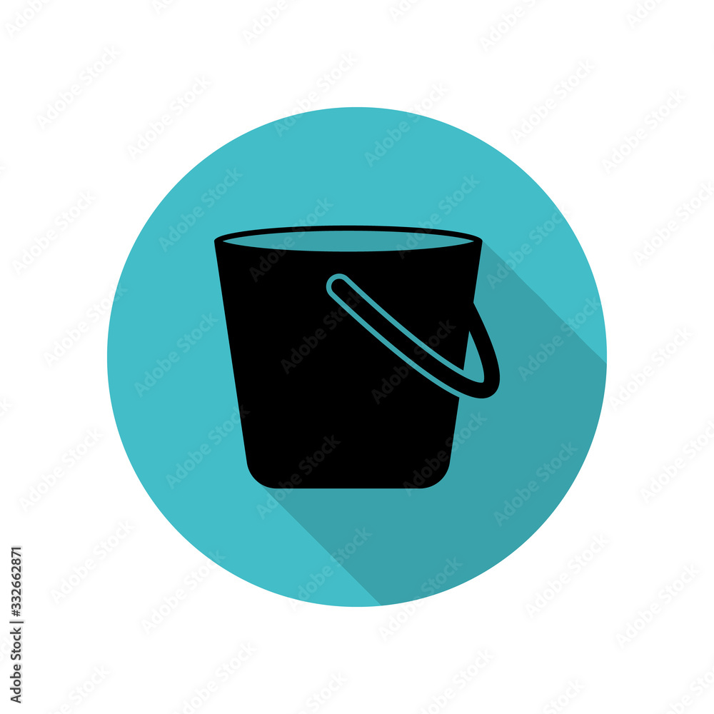 Poster bucket long shadow icon. simple glyph, flat vector of web icons for ui and ux, website or mobile app