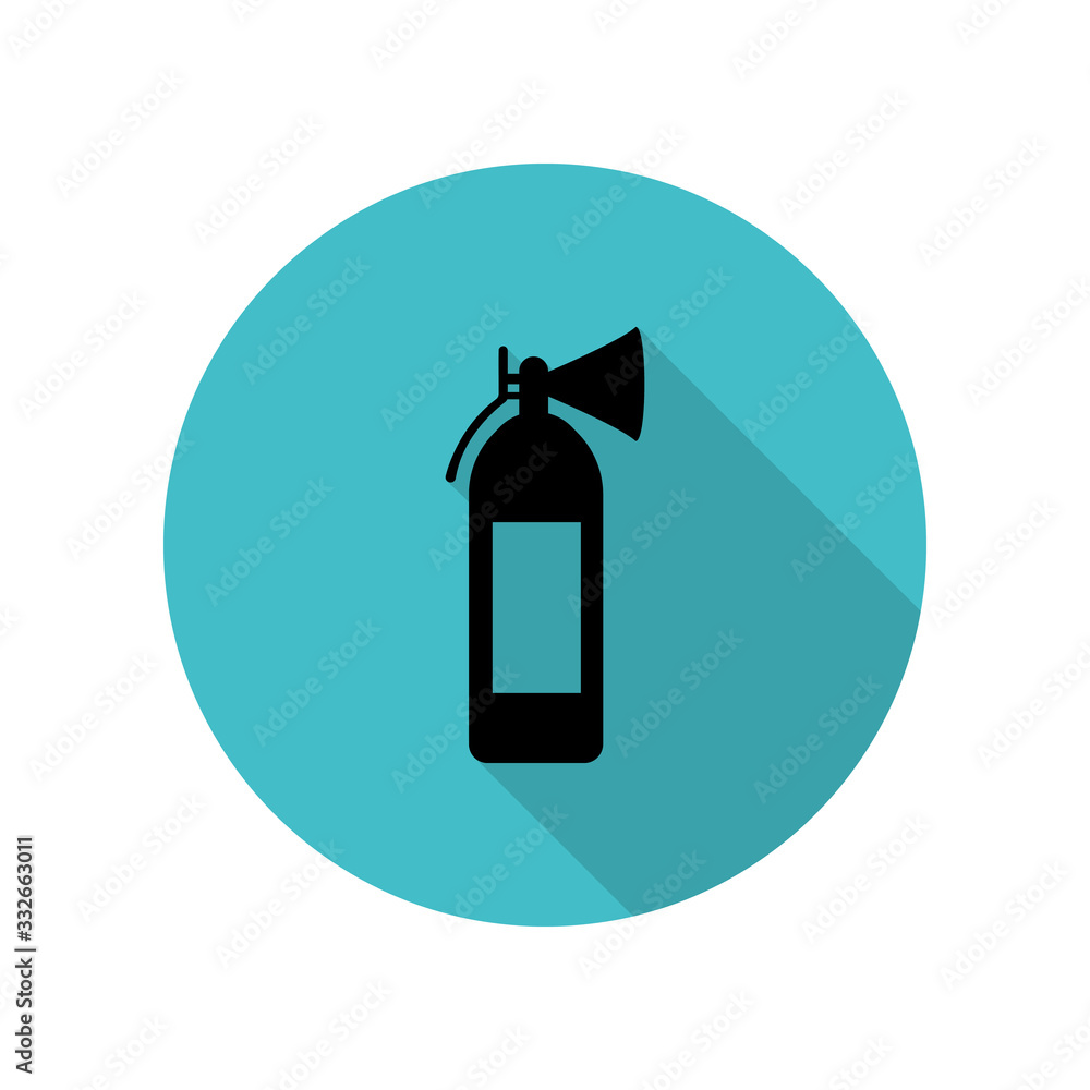 Poster fire extinguisher long shadow icon. simple glyph, flat vector of web icons for ui and ux, website or