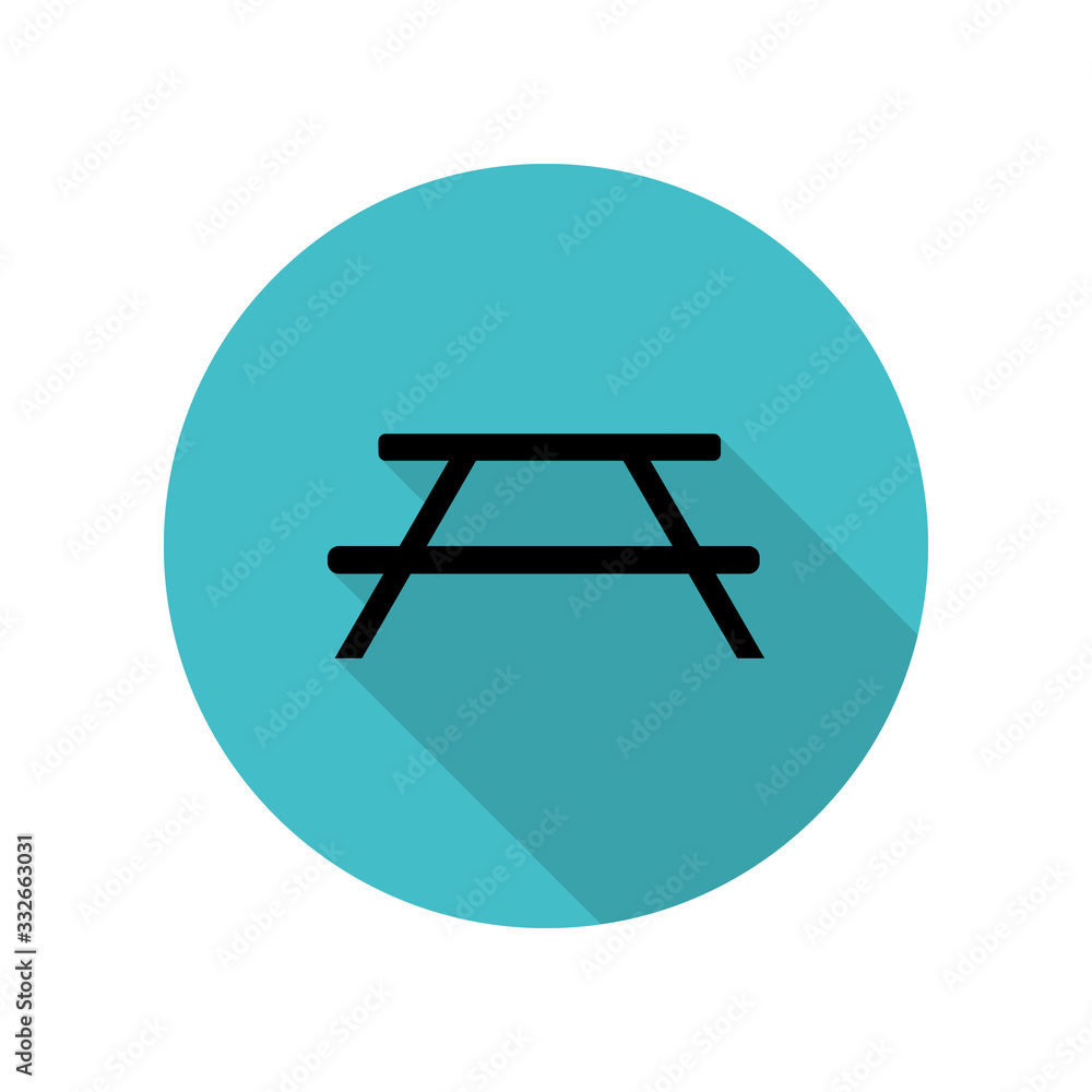 Poster bench long shadow icon. simple glyph, flat vector of web icons for ui and ux, website or mobile appl