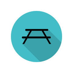 Bench long shadow icon. Simple glyph, flat vector of web icons for ui and ux, website or mobile application