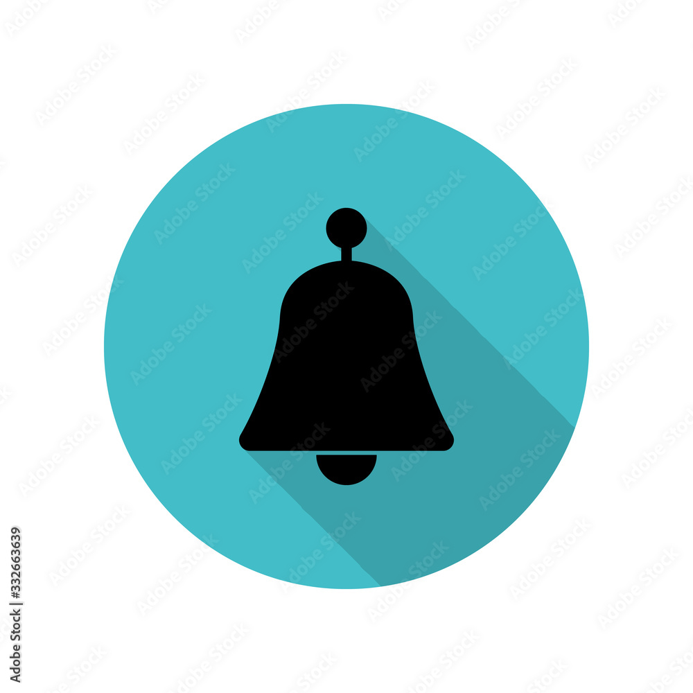 Poster bell long shadow icon. simple glyph, flat vector of web icons for ui and ux, website or mobile appli