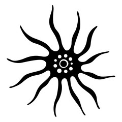 Abstract virus, bacteria or microbe icon. Isolated on white background. Flat minimalist design. Vector monochrome illustration.