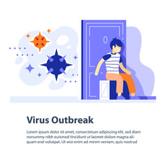 Virus outbreak concept, respiratory disease epidemic, flue risk seasonal period, precaution or preventive measure