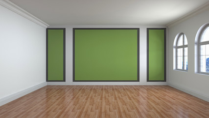 Naklejka na ściany i meble Empty interior with window. 3d illustration