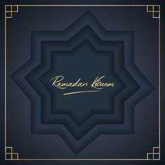 Greeting card design, an invitation for Muslim's holy month, Ramadan Kareem. Islamic geometric concept.