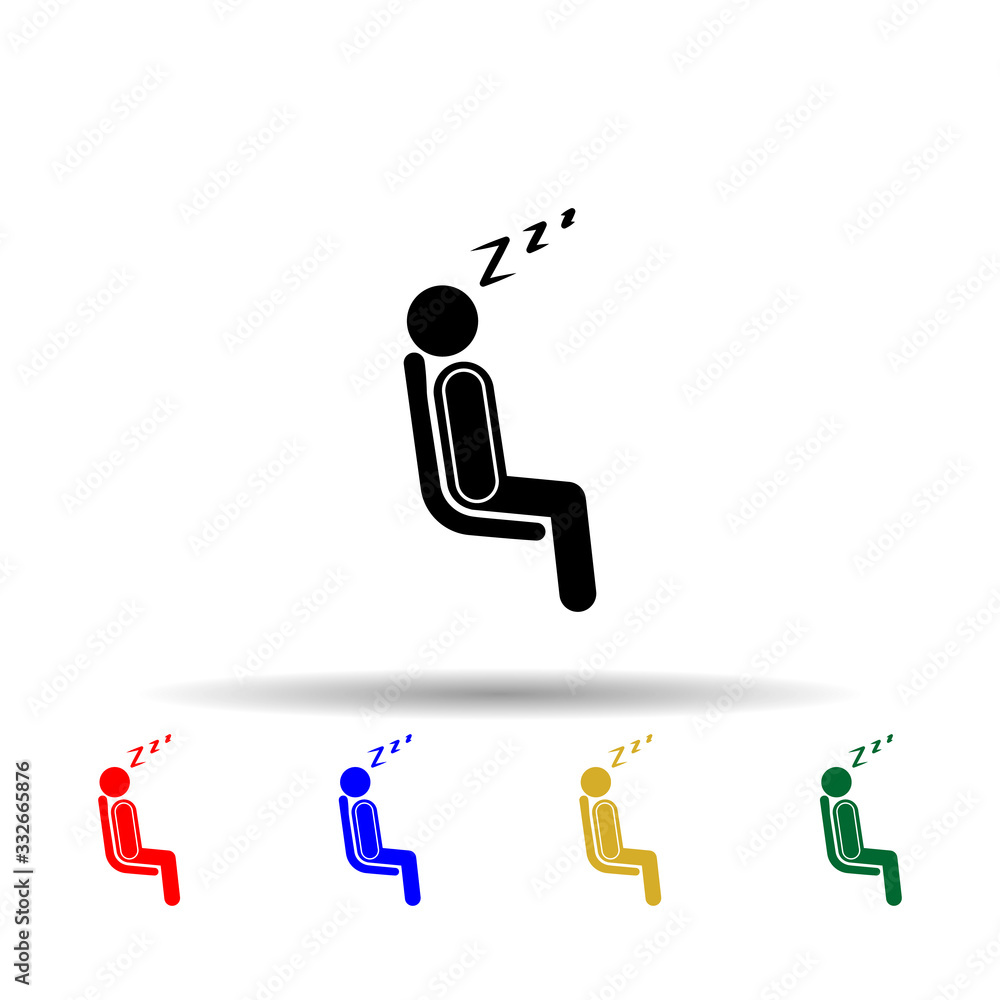 Poster seating place to sleep multi color icon. simple glyph, flat vector of priority icons for ui and ux, 