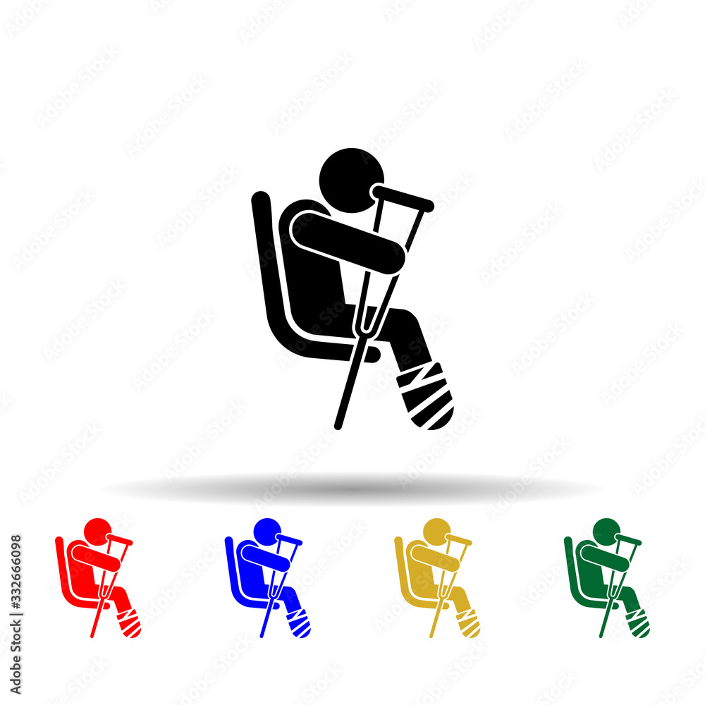 Poster seating places for patients multi color icon. simple glyph, flat vector of priority icons for ui and