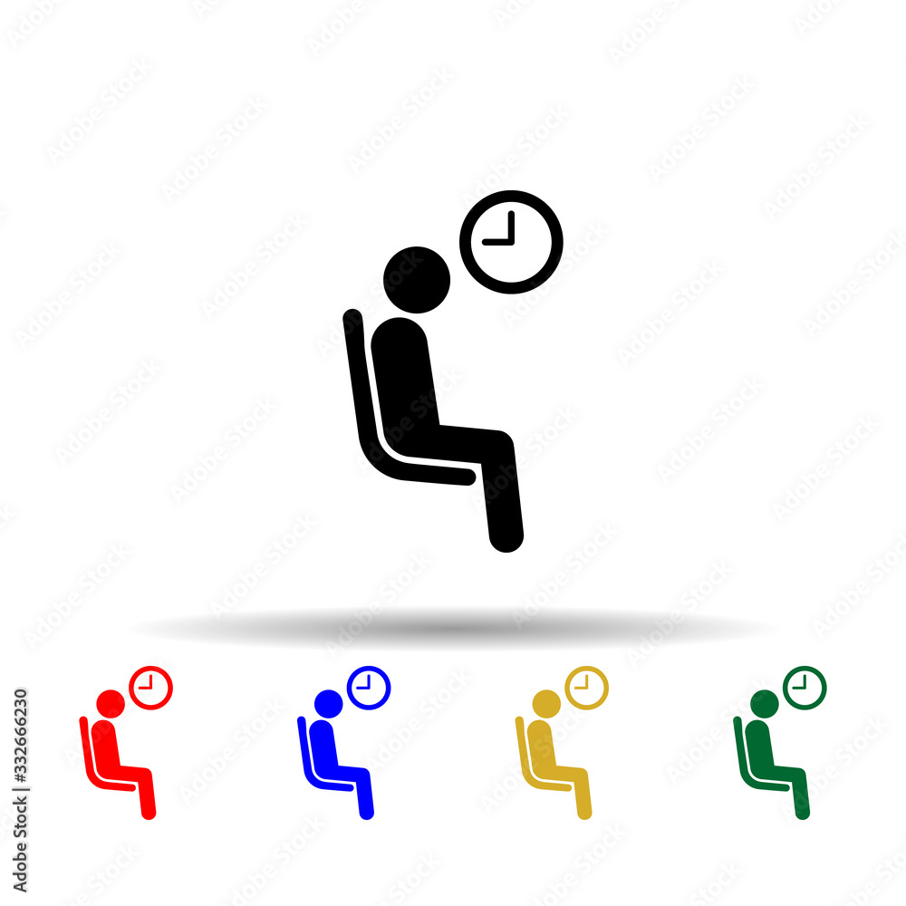 Poster seating place of waiting multi color icon. simple glyph, flat vector of priority icons for ui and ux