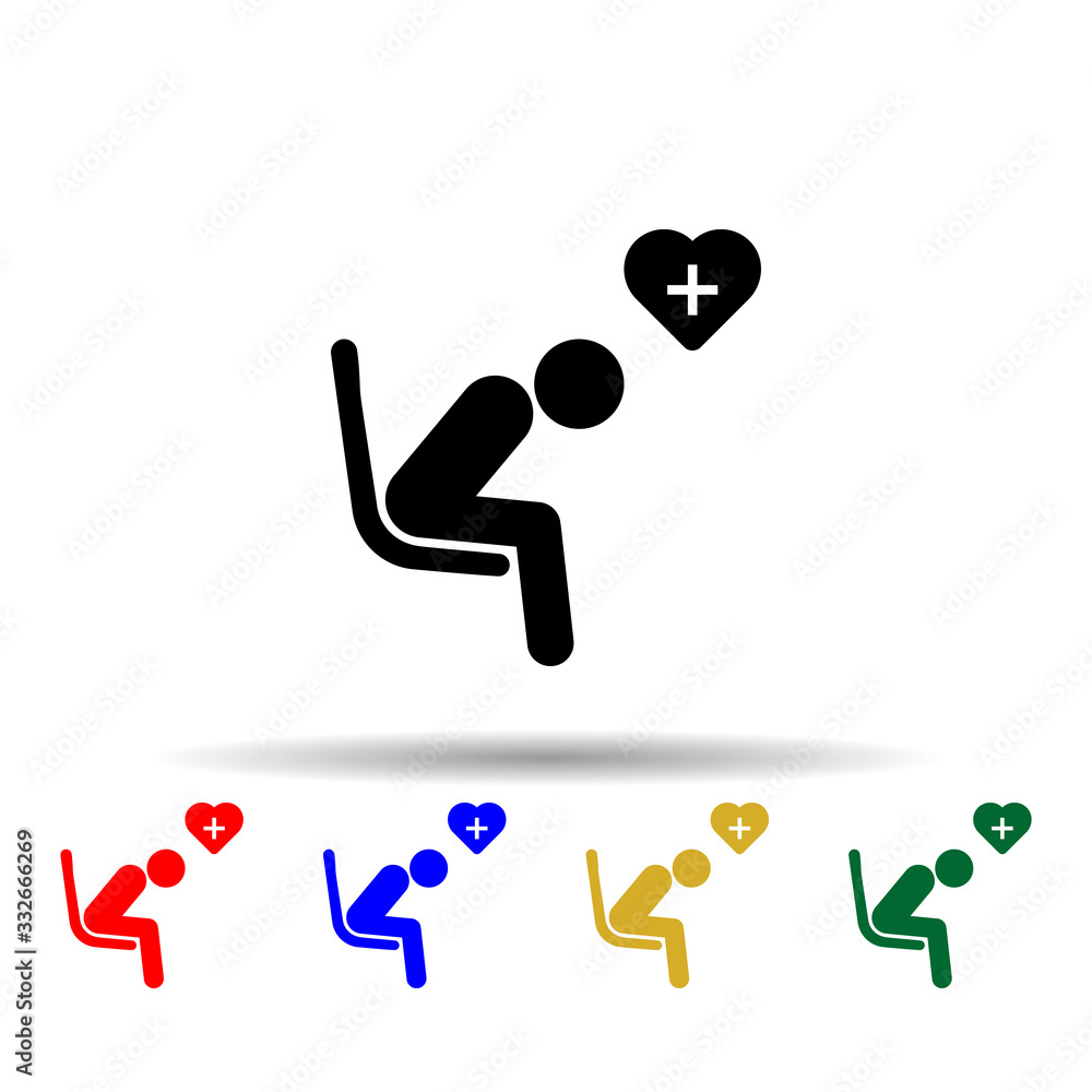 Poster seating place for patients multi color icon. simple glyph, flat vector of priority icons for ui and 