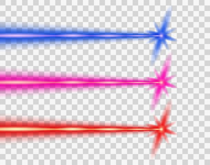 Laser beam color, set. Vector design element. The isolated transparent object on a light background.