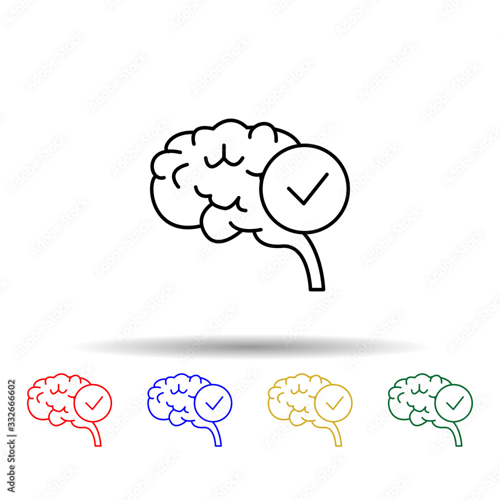 Poster brain bright healthy multi color icon. simple thin line, outline vector of probiotics icons for ui a