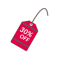 Sale of special offers. Discount with the price is 30 . An ad with a red tag for an advertising campaign at retail on the day of purchase. vector illustration