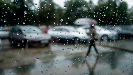 Rainy day through the glass