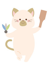 お正月　羽子板とネコ