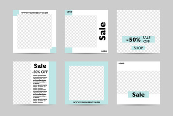 Social media post banner template collection. Vector Illustration.