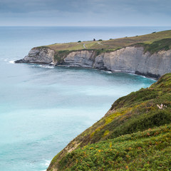 Vista del paisaje marítimo de la costa de Gijon (Asturias, España)